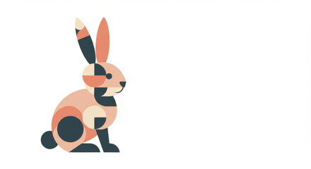 Fototapeta premium Geometric illustration of a stylized sitting rabbit on a white background