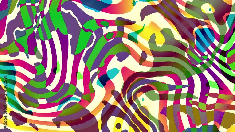 Poster Colorful abstract psychedelic fluid background for summer music festival. Loop VJ background