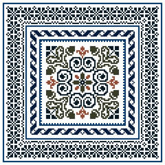 Square seamless Baroque traditional pixel Geometric ethnic pattern design. Detailed Vector for pillowcase, rugs, carpet tile, embroidery, wallpaper, print, textile, mosaic, ceramic, patchwork.