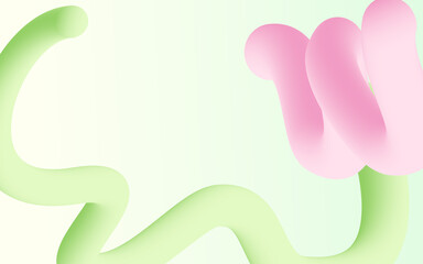 부드러운 파스텔 톤의 3D 추상 꽃 곡선