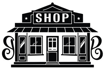 Naklejka premium Store Vector Line Art Silhouette Illustration