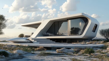 Neo-futurism sci fi  architecture small house