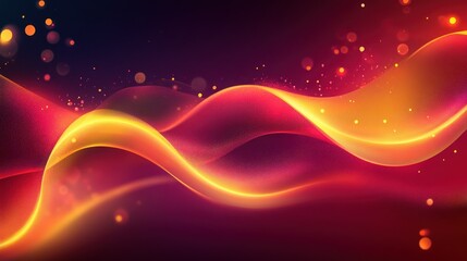 Glowing abstract waves of light with bokeh effects