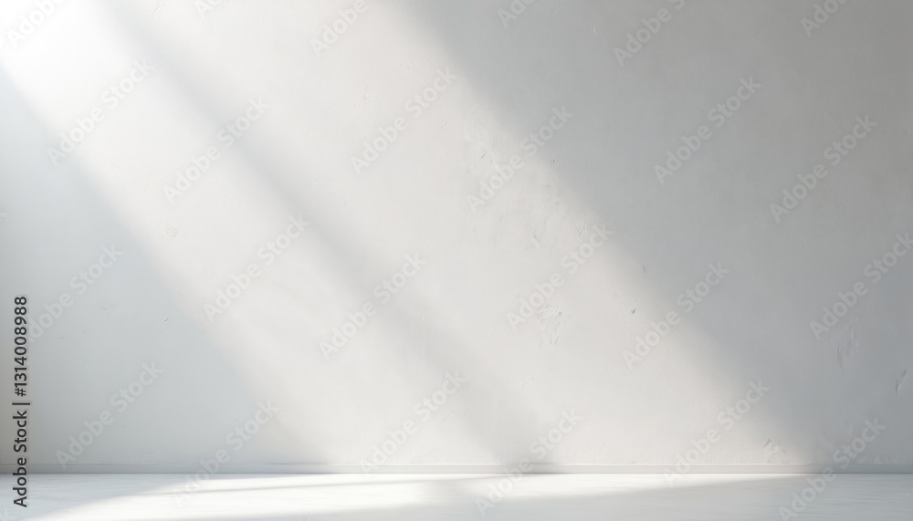 Poster clean empty interior background with sunlight through window on white wall. minimalist studio apartm