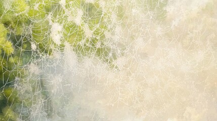 Fototapeta premium Close-up of a spiderweb with dew, blurry background.