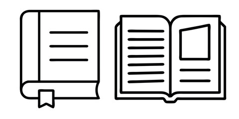 Comparison of Closed and Open Books icon with Detailed Illustrations