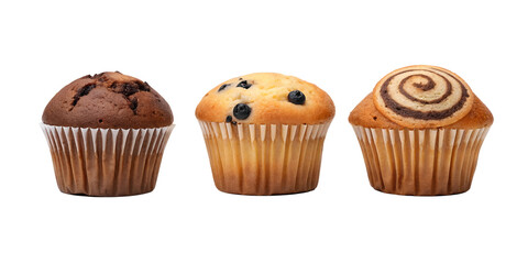 Muffin on White Plate in Three Different Styles for Fresh and Delicious Bakery Photography, Cut Out