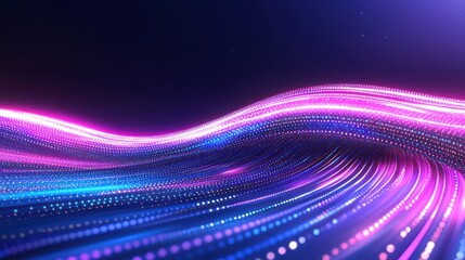 Abstract Purple and Blue Neon Wave of Light