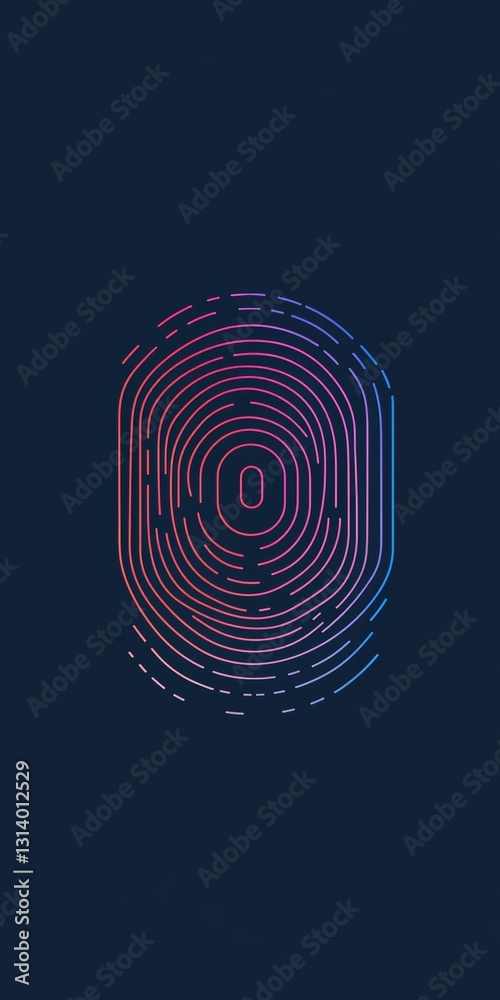 Poster vibrant abstract design of a fingerprint created with colorful lines on a dark background. perfect f