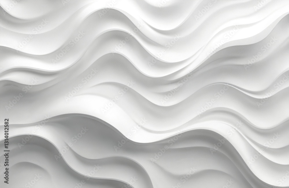 Poster abstract 3d render of wavy white paper texture. minimalist design with smooth, fine lines. elegant s