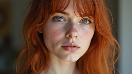Fototapeta premium A woman with red hair and green eyes