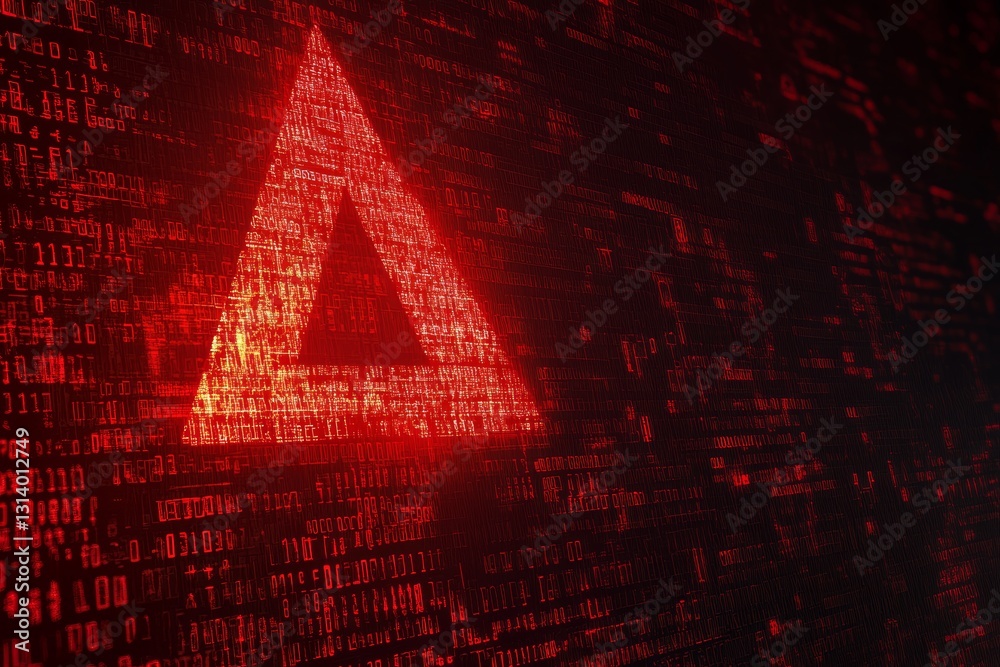 Poster this visually striking image features a glowing red triangle warning sign set against a backdrop of 