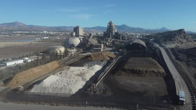 Aerial approach to a large cement factory