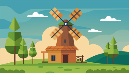 As technology advances the traditional windmill may have been rep by more modern machinery but its legacy and importance in history will never be. Vector illustration