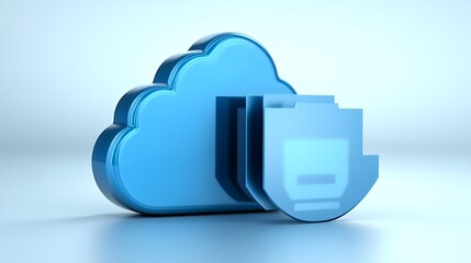 Blue Cloud Icon with Document Folder Symbolizing Digital Storage Solutions and Secure Data Management