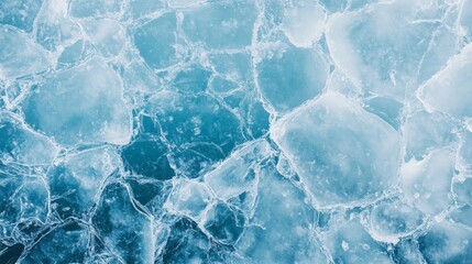 Fototapeta premium Textured Ice Fragments Over Clear Water Surface in Natural Lighting