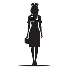 Unwavering Nurse silhouette, strong in every situation - Nurse illustration - Minimalist Nurse vector - Healthcare silhouette
