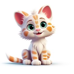 Obraz premium A Cute and Playful Cartoon Cat with Large Eyes and a Happy Expression