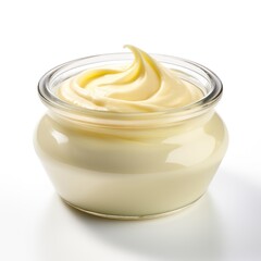 A Glass Jar Filled with a Creamy White Substance