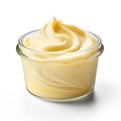 A Glass Jar of Smooth, Creamy Butter or Mayonnaise