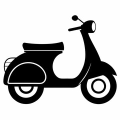 Black scooter icon vector on white background.