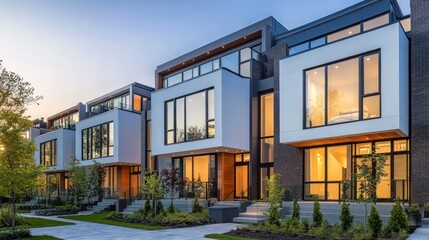 Fototapeta premium Modern Townhomes at Dusk
