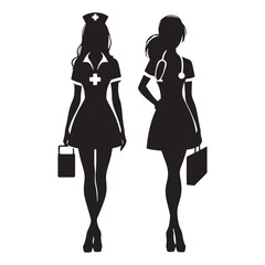 Selfless Nurse silhouette, dedicated to saving lives - Nurse illustration - Minimalist Nurse vector - Healthcare silhouette
