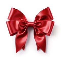 Fototapeta premium A Red Satin Ribbon Bow Against a White Background