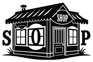 Silhouette shop Store vector