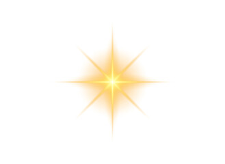Obraz premium Gold glow star, light glowing effect, glowing lights effects isolated on transparent background
