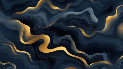 Fototapeta premium Abstract Dark Blue and Gold Swirling Pattern Background