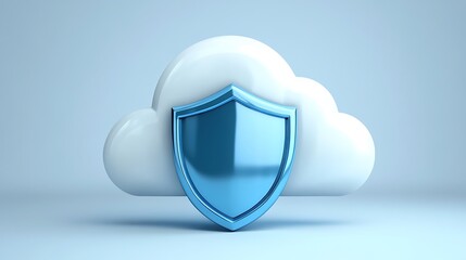 Cloud Computing Security Concept with Blue Shield Symbolizing Protection and Data Safety in Digital Environment