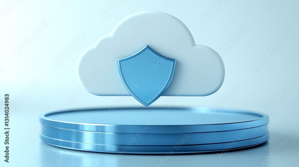 Poster cloud computing security concept with shield icon on a minimalist background for digital protection 