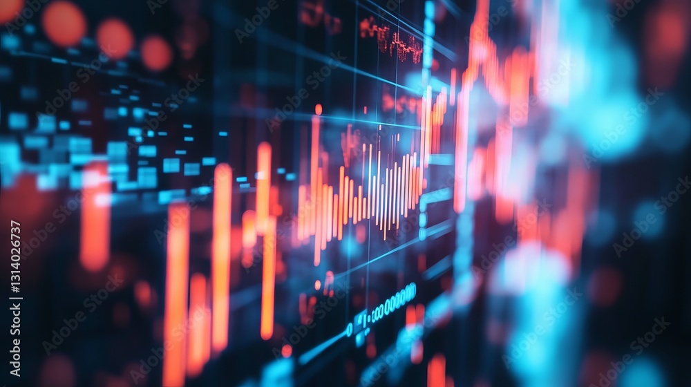 Poster abstract digital visualization of data analytics and statistics trends