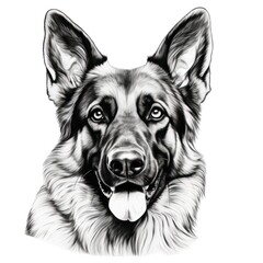 Detailed Illustration of a German Shepherd Dog's Head