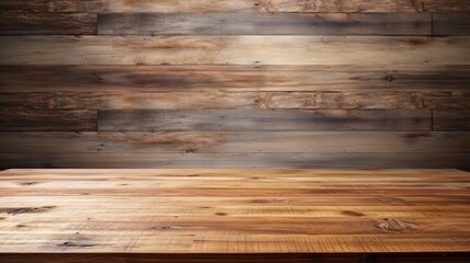 Naklejka premium Rustic Wooden Table and Wall Background