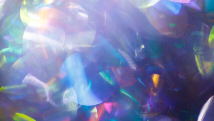 Abstract Background with Blurred Light Effects and Colorful Holographic Reflection