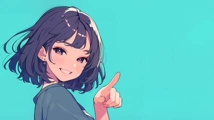 指差しする女の子　AI生成画像