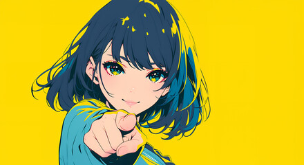 指差しする女の子　AI生成画像