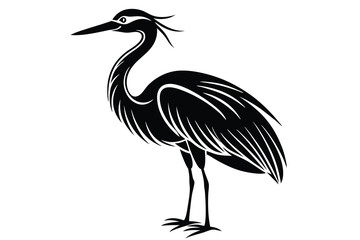 Obraz premium Vector isolated silhouette of a stork on a white background
