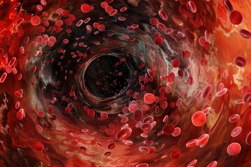 Swirling red blood cells in motion, highlighting hemoglobin's vital role.