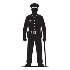 Armored Police Officer silhouette, ready for high-risk situations - Police illustration - Minimalist Police vector - Profession silhouette
