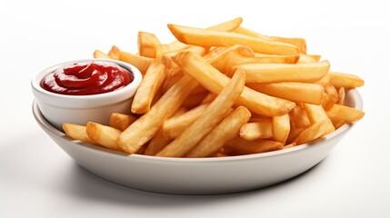 A Bowl of Crispy French Fries with Ketchup