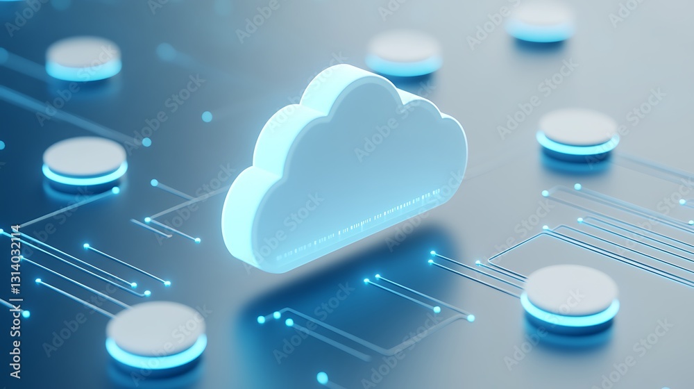 Poster digital cloud computing technology with abstract connections and circuits in modern design