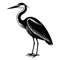Obraz premium Vector isolated silhouette of a stork on a white background