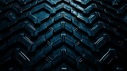 Fototapeta premium All Terrain Adventure Tire Tread Pattern Design for Off Road Vehicles and Rough Terrain Travel Closeup