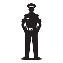 Braveheart Police Officer silhouette, unwavering in duty - Police illustration - Minimalist Police vector - Profession silhouette
