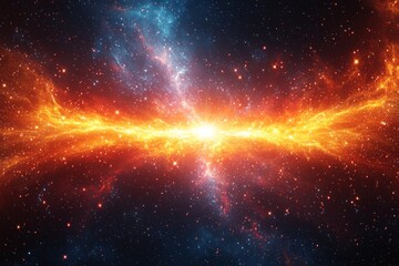 Bright explosion in center of universe, cosmic nebula, galaxy, space background