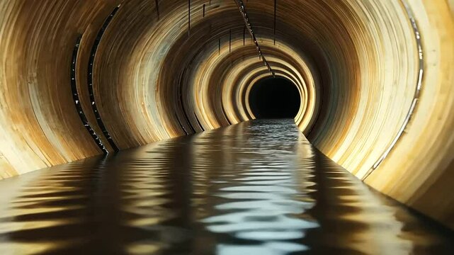 A network of rusty sewer pipes in a dark tunnel