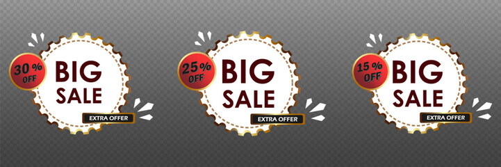 Set of sales and discounts, stickers and stickers. Discounts for purchases with percentage.